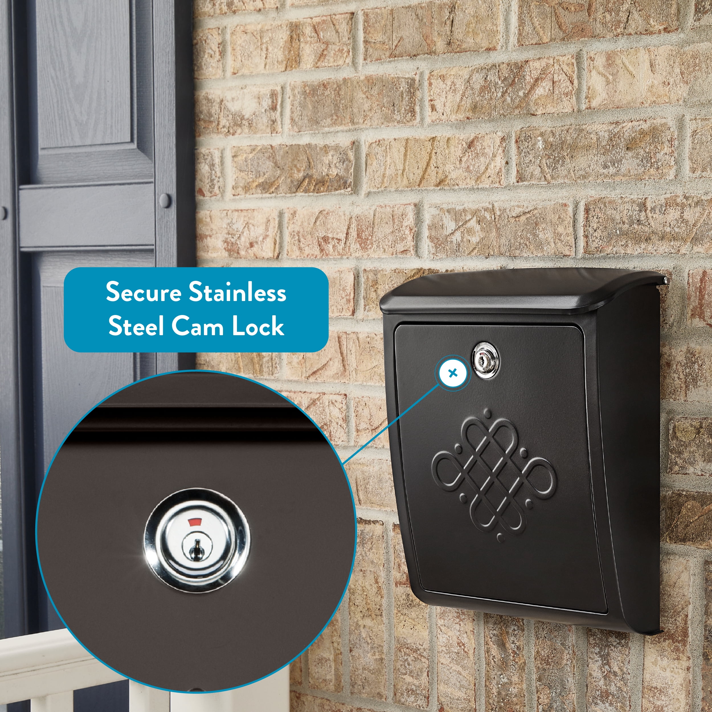 Architectural Mailboxes Bordeaux™ Locking, Wall-Mounted Mailbox for Outside, Decorative Metal Galvanized Steel Medium Mail box with Lock and Key Drop Box, Rubbed Bronze