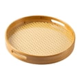 thumbnail image 3 of simhoa Bamboo Serving Tray with Handles Dinner Tray for Living Room Home Countertop Diameter 35cm, 3 of 8