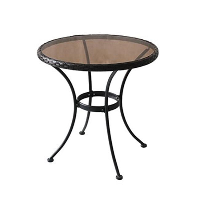 Sonoma Steel & Glass Bistro Table with Woven Rim&#44; 27.17 x 25 x 25 in