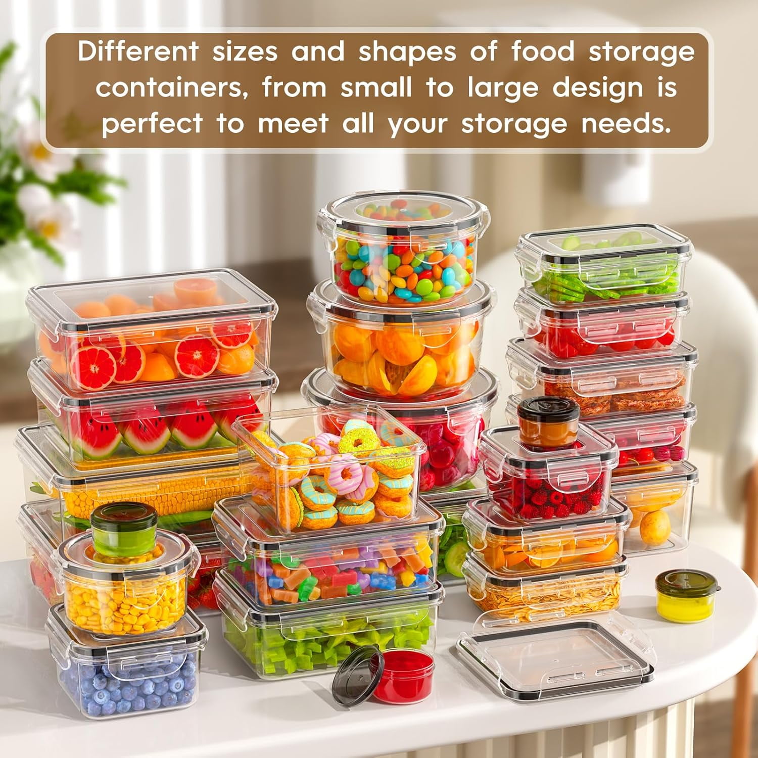 70 PCS Food Storage Containers with Lids Airtight Leak Proof Meal Prep Set BPA-Free Plastic Microwave Safe