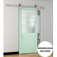 thumbnail image 5 of Sturdy Barn Door | Veregio 7339 Oliva with Frosted Glass | 6.6FT Silver Rail Hangers Heavy Hardware Set | Solid Panel Interior Doors, 5 of 6