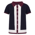 thumbnail image 4 of Chemise Homme Bescita Tricot Colourblock Couture Revers Bouton Haut Manches Courtes, 4 of 6