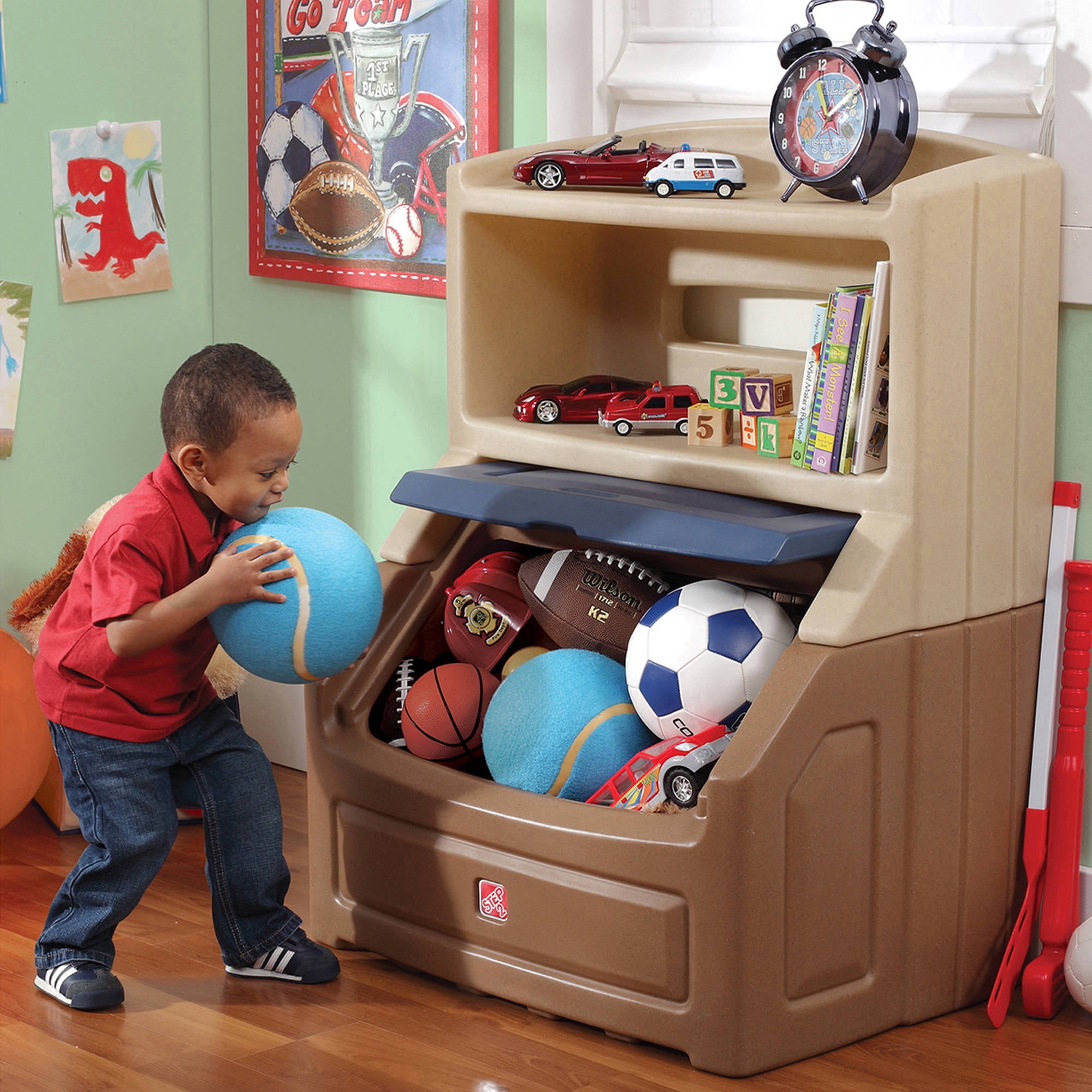 toy chest and bookshelf combo