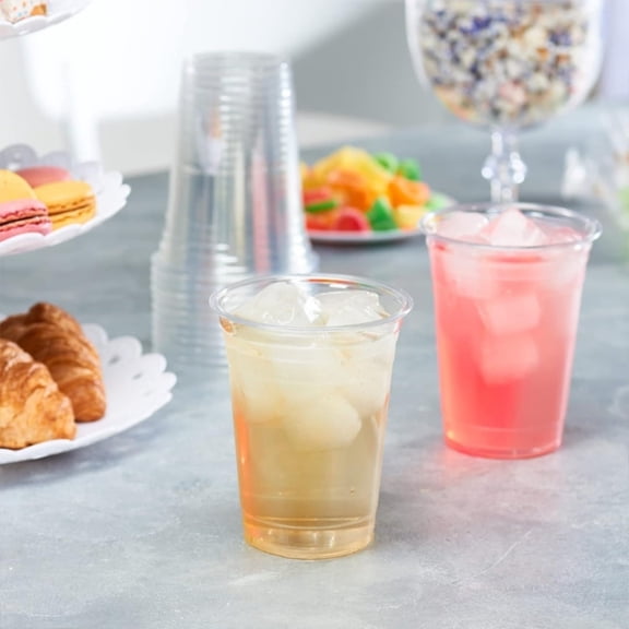 16oz Clear Plastic Cups, Disposable Cold Drink Cups for Parties, Pack of 10, Crystal Clear & Sturdy