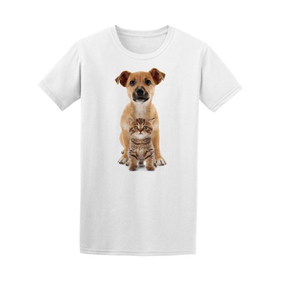 Cute Kitty And Puppy Friends Tee Men's -Image by Shutterstock