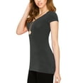 thumbnail image 5 of Made by Johnny Women's Basic Fitted Short Sleeve V-Neck T Shirt XL CHARCOAL, 5 of 6