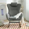 thumbnail image 2 of Rocking Chair Nursery, Teddy Upholstered Glider Rocking Accent Chair with Pockets & Adjustable Soft Cushion, Nursery Rocker Armchair, Comfy Reading Chair for Bedroom Baby Room and Living Room, Gray, 2 of 9