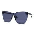 thumbnail image 3 of Womens Panel Lens Oversized Cat Eye Rectangle Plastic Rimless Sunglasses All Black, 3 of 4