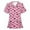 Pink, variant on Pitauce Mock Wrap Top Scrubs for Women Valentine's Heart Printed V Neck Soft Stretch Tops Workwear Easy Care Nursing Tunic Uniform with Pockets