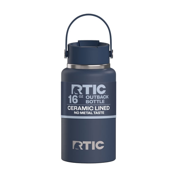 RTIC 16 oz Ceramic Lined Insulated Outback Water Bottle, Leak Resistant, Navy