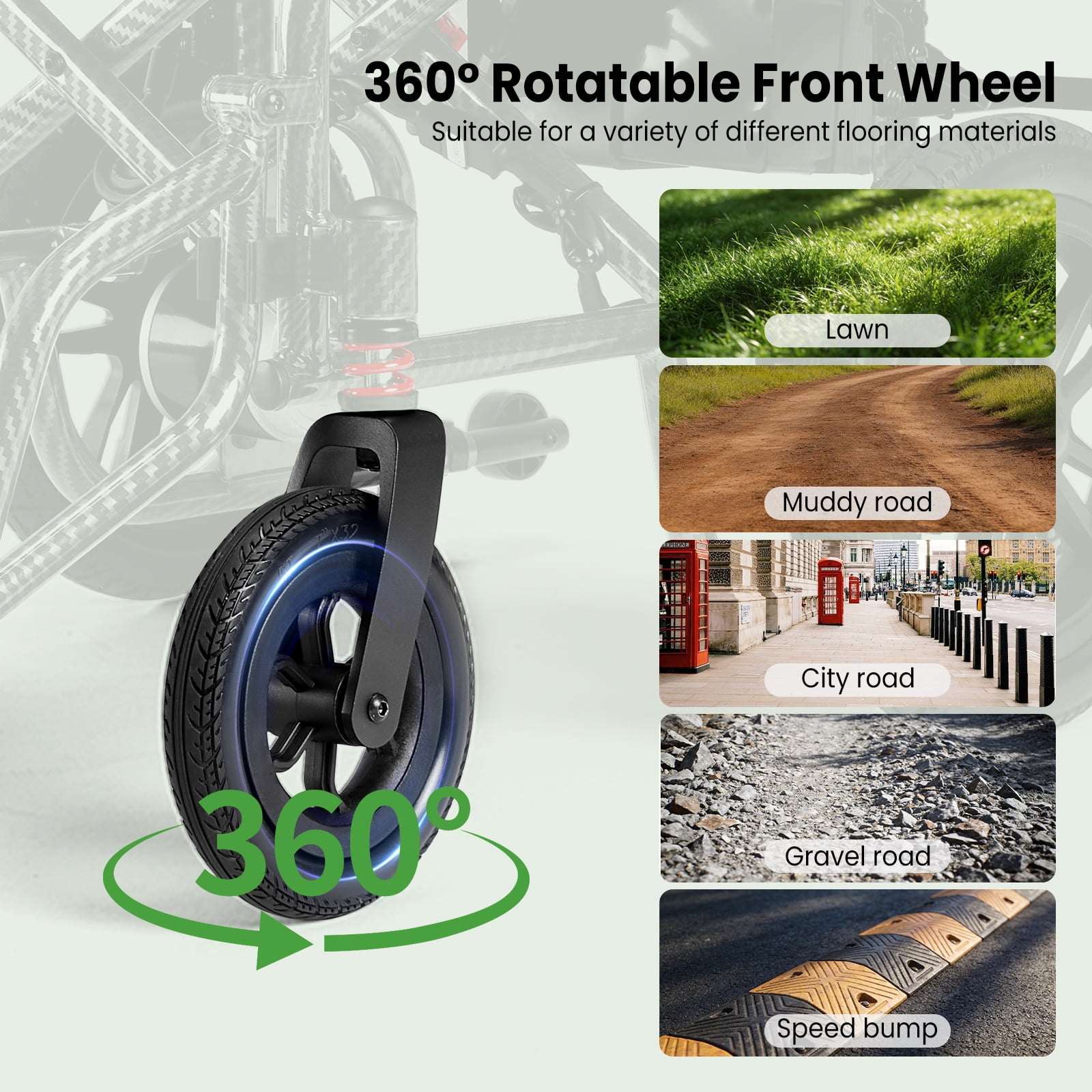 Foldable Electric Wheelchair,20+ Miles,360°Joystick,Gift for Mom on Mother's Day(Black)