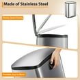 thumbnail image 3 of 13.2 Gallon/50L Step Trash Can, Stainless Steel Garbage Can with Removable Inner Bucket, Kitchen Trash Bin with Soft-Close Lid, Hands-Free Rubbish Bins for Office, Bathroom, Bedroom, Silver, 3 of 8