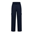 thumbnail image 5 of Men's Casual Cargo Sweatpants - Fleece Loose Fit Open Bottom with Pockets Drawstring Waist Athletic Pants for Men's Daily Wear​ Navy 5XL, 5 of 7