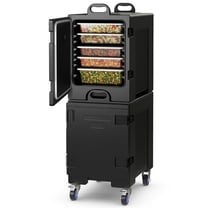 Topcobe 2 Pieces 81 Quart Insulated Food Pan Carrier Stackable for Restaurant Canteen