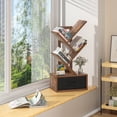 thumbnail image 5 of LEYAOYAO Vertical Tree Bookshelf 4-Tier Floor Standing Tree Bookcase with Drawer, Brown, 5 of 9