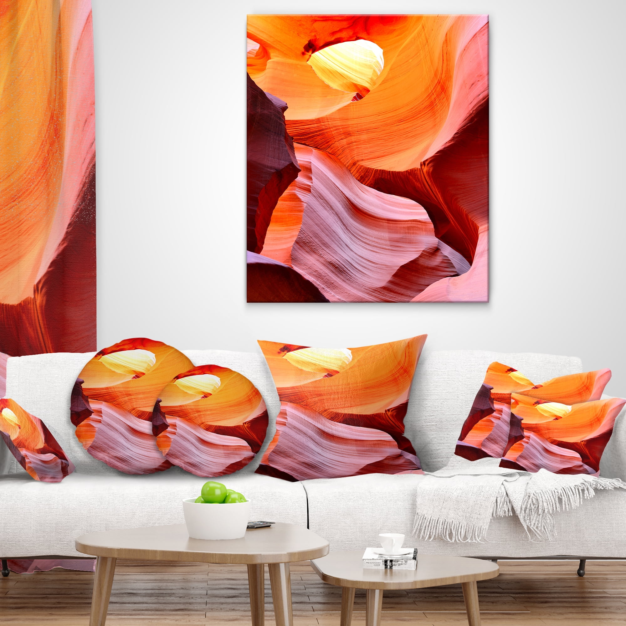 Designart Inside Upper Antelope Canyon - Landscape Photography Throw Pillow - 18x18