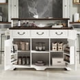 thumbnail image 5 of MEETFAV 53.2" Farmhouse Two-Tier Kitchen Island with Storage, Power Outlet, Adjustable Shelves, Rolling Island Table for Kitchen, Rustic White, 5 of 8