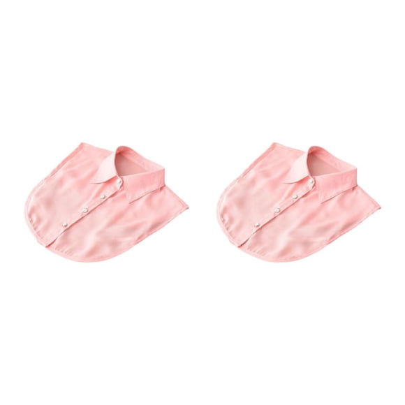 Minnieouse Cuello falso de Color sólido para mujer, media camisa Formal de gasa para niñas, accesorio de decoración de solapa desmontable, punto rosa 2piezas