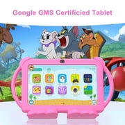 Kids Tablet, 7 inch Android Tablet for Kids, 4GB RAM 32GB ROM 1TB Expand, Toddler Tablet with Parental Control, IPS Screen, Dual Camera, Educational, Games, Shockproof Case for Boys/Girls (Pink)