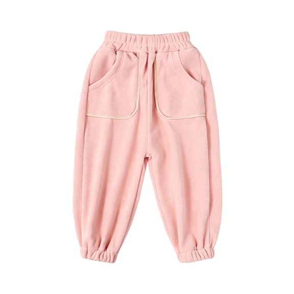 LIaqionyy Girls Fleece Pants Fuzzy Elastic Waist Baggy Sweatpants Soft Wide Leg Casual Loungewear with Pockets