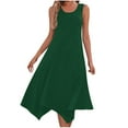 thumbnail image 2 of Viikei Womens Summer Dresses Plus Size,Women's Summer Floral Short Sleeve Dress,Womens Dresses Sleeveless Round Neck Drawstring Casual Ruffle A-Line Mini Dress Green M, 2 of 8
