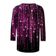 thumbnail image 4 of Summer Clothes Savings 2024! TAGOLD Womens Summer Tops,Women's Loose Mid-Length 3/4 Sleeve Bright Glitter Printed Round Neck Top T-Shirt, 4 of 5