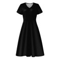thumbnail image 5 of Mlqidk Tshirt Dress Women Casual V Neck A Line Short Sleeve Shirt Dress Boho Plus Size Sundresses Wedding Guest Beach Vacation Outfits Black M, 5 of 6