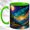 Green, variant on Gem Art Dragon Coffee Mug, Fantasy Dragon Mug, Ceramic 11 oz
