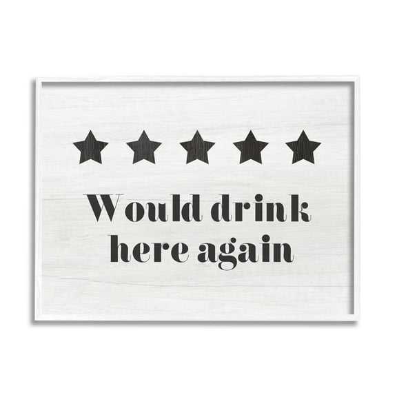 Stupell Industries Five Star Review Would Drink Here Again Phrase, 20 x 16, Design by Daphne Polselli