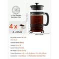 thumbnail image 3 of French Press Coffee Maker, 34 Ounce 1 Liter Borosilicate Glass Coffee Press Tea Maker With Stainless Steel Filter, Large Glass French Presses Cold Brew For Camping Travel Home Kitchen, Silver, 3 of 7