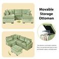 thumbnail image 4 of 82.67" Green L-Shaped Convertible Sofa Bed Sectional with Storage Ottoman, Chenille Fabric, Two Pillows, USB Ports and Power Sockets for Living Room Comfort, 4 of 9