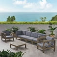 thumbnail image 2 of Morgan Outdoor 6 Seater Acacia Wood Sofa Chat Set, Gray Finish and Dark Gray, 2 of 12