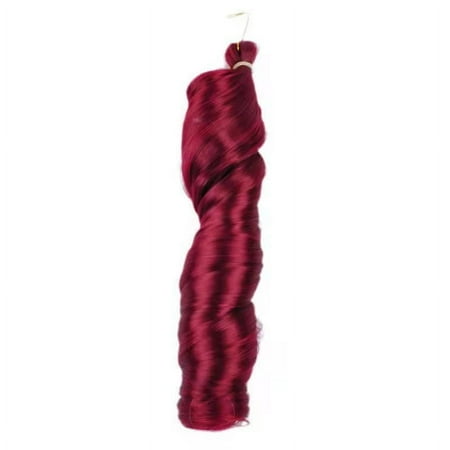 Namzi Loose Wave Spiral Curl Crochet Hair Curl Braiding Hair 24Inchs 6Packs Synthetic Braids Pre Stretched Braiding Hair,Wine Red
