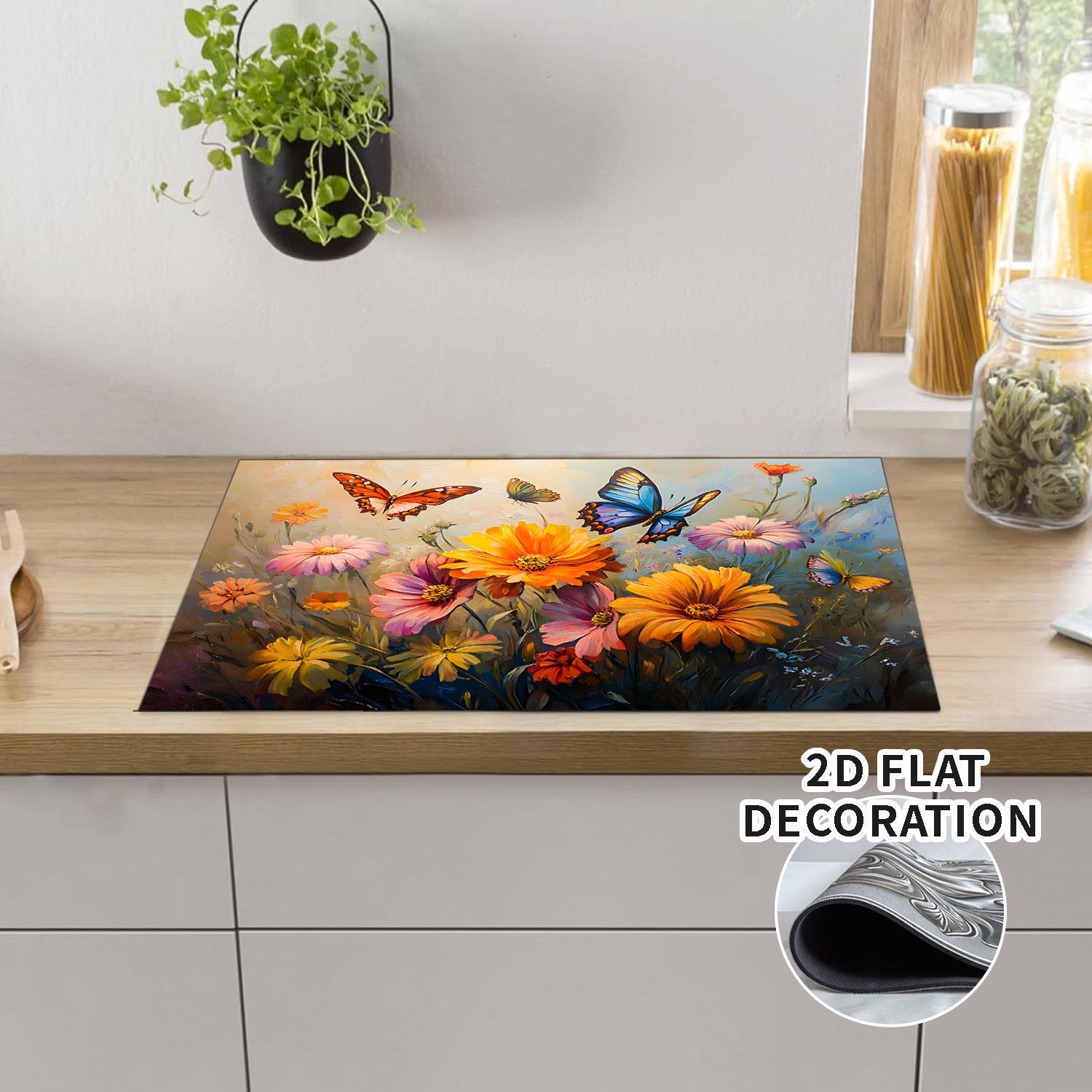 Stove Top Cover Retro Flower Gas Stove Top Cover for Home Decoration Kitchen Pad Non-Stick Washable Cooktop Covers Countertop Protector Keep Stove Clean 28"x20"