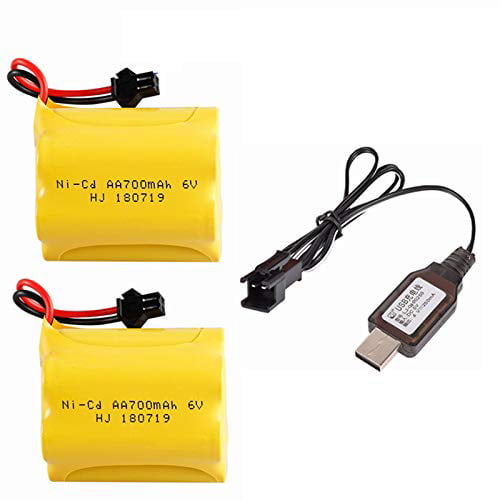 collateral sleeve stereo 6V 700mAh Ni-Cd AA Rechargeable Battery Pack SM-2P Plug for Amphibious  Stunt RC Cars Vehicle 2 Pack with USB Charger - Walmart.com
