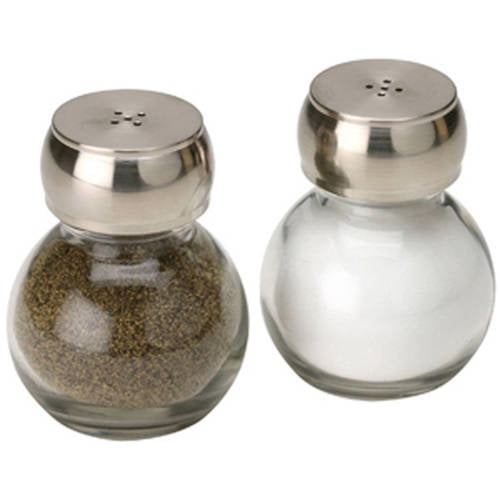 Mainstays Orbit Salt and Pepper Shaker Set, Glass and Chrome Plate, Unfilled