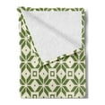 thumbnail image 2 of Retro Soft Flannel Fleece Throw Blanket, Minimalist Style Repeating Square Tiles and Intersecting Lines Print, Cozy Plush for Indoor and Outdoor Use, 60" x 80", Olive Green and Eggshell, by Ambesonne, 2 of 5