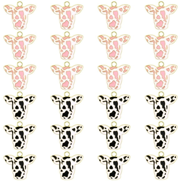 Colgantes de Abalorios de Vaca Junkin 24 Piezas de Joyería de Esmalte Metálico