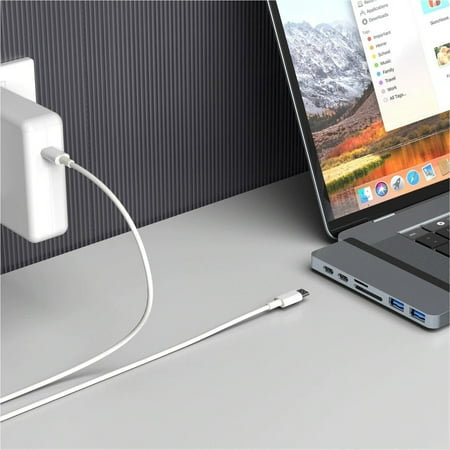 Hyper - DUO 7-Port USB-C Hub - USB-C Docking Station for Apple MacBook Pro and Air - Silver