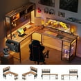 thumbnail image 3 of 66.93 Inch Large L-Shaped Gaming Desk with Pegboard, Computer Desk with Power Outlet & LED Light Strip, Corner Desk with Storage Bag for Home Office Workstations, Rustic Brown, 3 of 9
