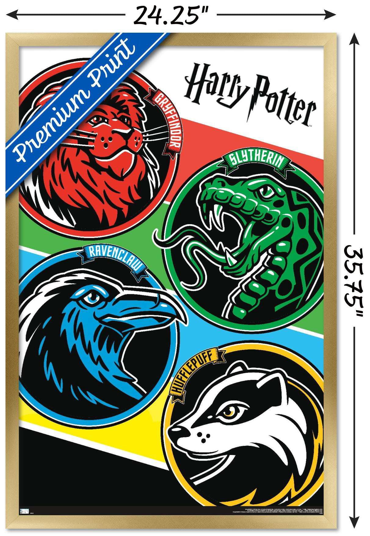 The Wizarding World: Harry Potter - Color Crests Wall Poster, 22.375" x 34", Framed