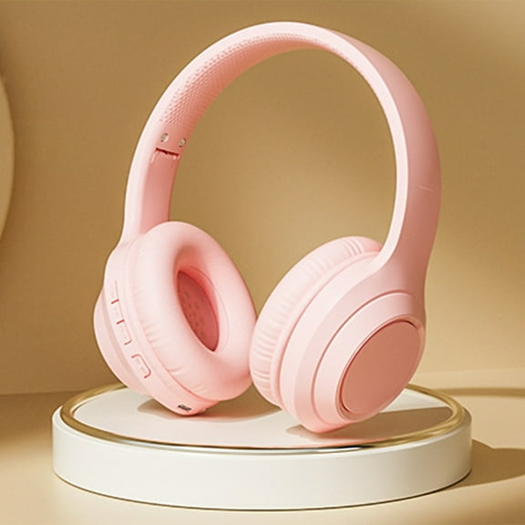 Bluetooth Headphones Over Ear,Lightweight Folding Stereo Bass Headset with 1.5M Cord,Over-Ear Headphone for Kid Adult School Online Class Travel, Pink