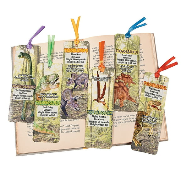 Laminated Dinosaur Bookmarks - Stationery - 48 Pieces
