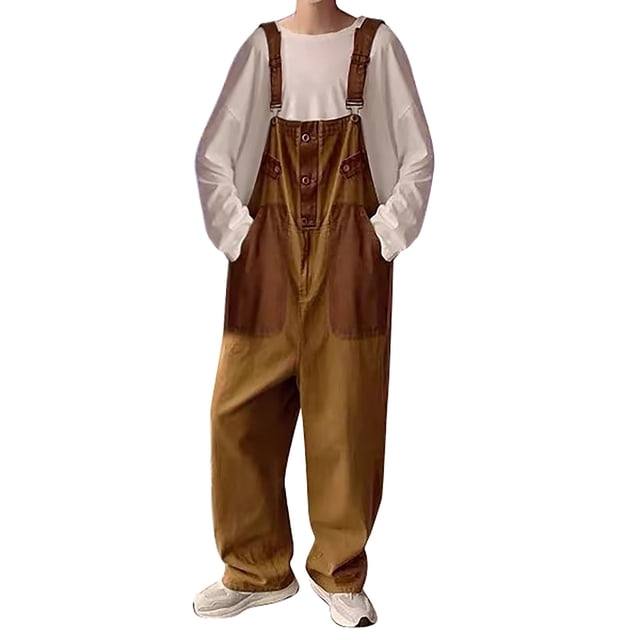 Salopette de Travail pour Hommes avec Bretelles Réglables Combinaison de Mode Pantalon Cargo avec Poches