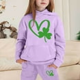 thumbnail image 2 of Zylarhe Girls Boys Sweatshirt Girls Long Sleeve Hoodie Pullover and Pants Set Warm Solid Color Sweat Suit Outfits for Toddler Kids Light Purple 4-5 Years, 2 of 4