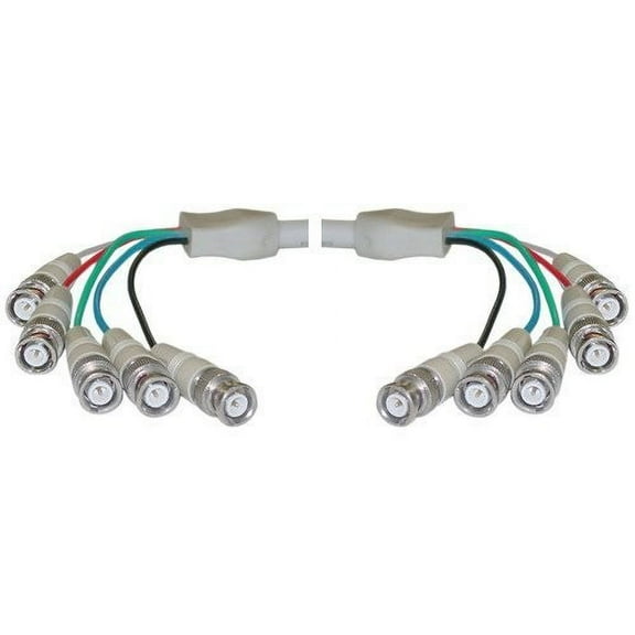 5 BNC Male to 5 BNC Male RGBHV High Resolution Coaxial Cable, Double-Shielded, 75 OHM, 28 AWG, Beige, 10 ft, Cablewholesale