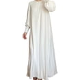 thumbnail image 3 of Womens Abaya Evening Gown Muslim Maxi Dress Solid Loose Fit Long Cardigan Robe Open Front Maxi Length Round Neck Dress, 3 of 7