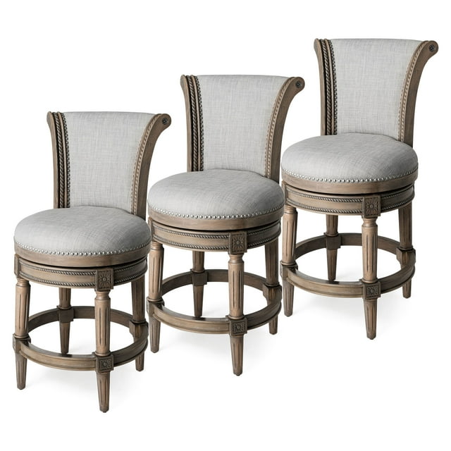 Maven Lane Tabouret de Cuisine Pivotant Pullman en Bois, Chêne Réhabilité, Lot de 3