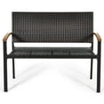 thumbnail image 1 of Topbuy Weather-Resistant Rattan Bench Loveseat for Adults Steel Frame - Set of 1 / Curved Backrest, 1 of 10