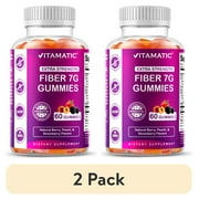 (2 pack) Vitamatic Prebiotic Fiber Gummies for Adults - 7G Fiber Extra Strength - Zero Sugar Added - 60 Pectin Based Gummies - Digestive Health & Regularity Support